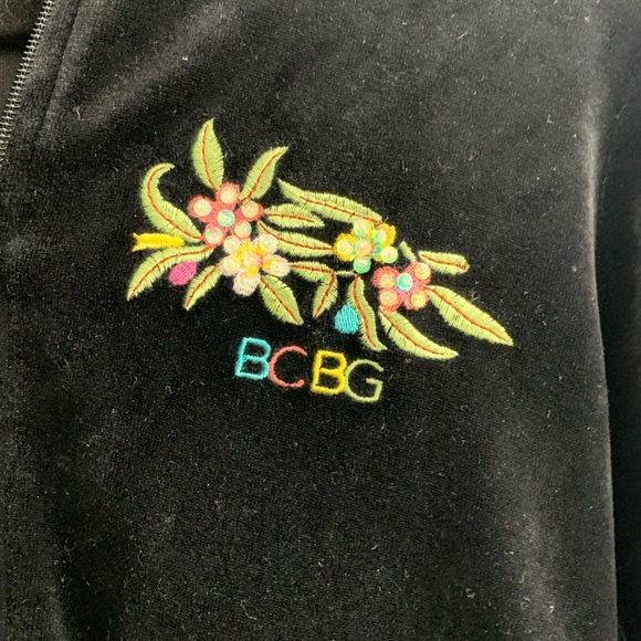 Y2K BCBGMAXAZRIA floral embroidered velour zip - Picture 2 of 9
